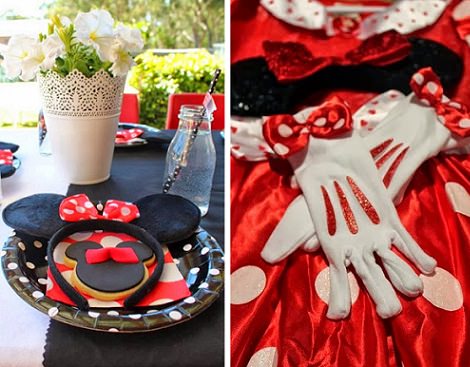 decoración para un cumpleaños de Minnie Mouse casero