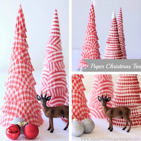 árbol de navidad casero de papel con moldes de magdalenas