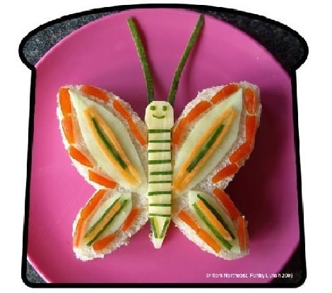 sandwich con forma de mariposa